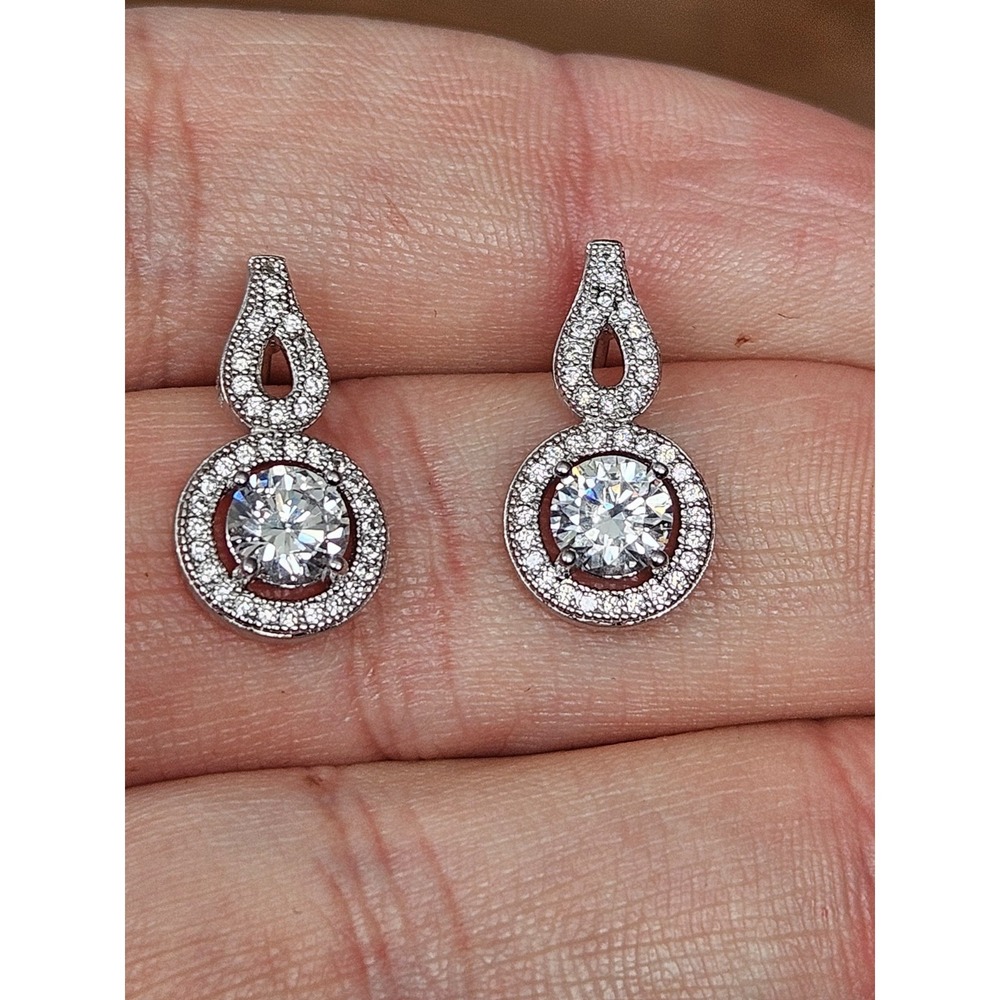925 Circle & Teardrop Motif Earrings signed BE
